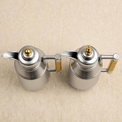 Mahra Matt Silver & Gold 2-Piece Thermal Coffee & Tea Dallah Set