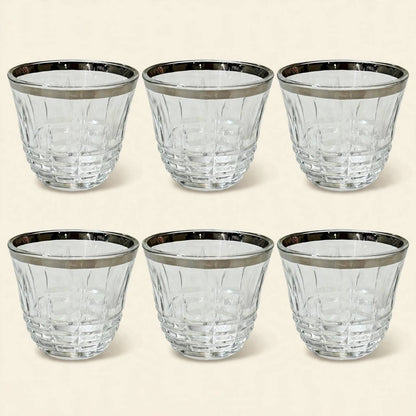 Andalusian Geometric Tea & Coffee Hospitality Set with Silver Stainless Steel Tray & Floral Accent