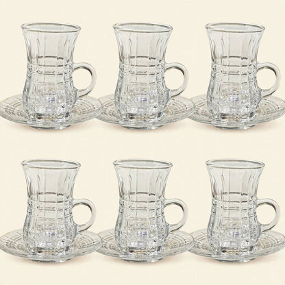 Andalusian Geometric Tea & Coffee Hospitality Set with Silver Stainless Steel Tray & Floral Accent