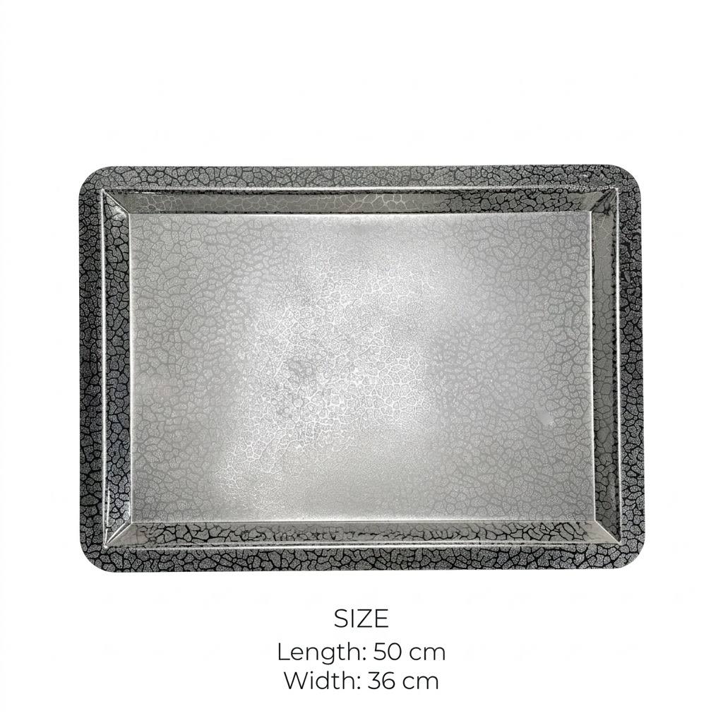 صينية مستطيلة (L) فضية-fp812513ls
