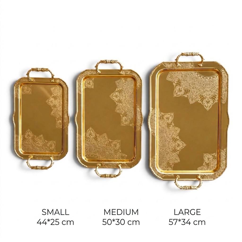 طقم صينية مستطيلة من 3 قطع f/gold ht220912