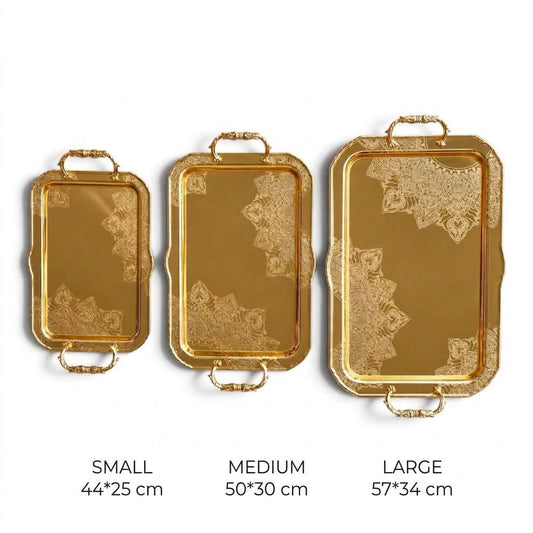 طقم صينية مستطيلة من 3 قطع f/gold ht220912
