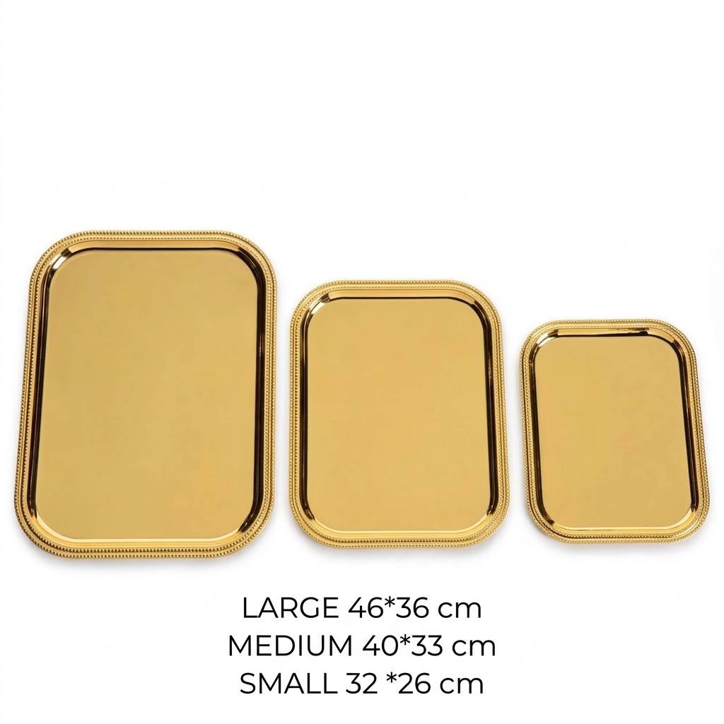 صينية مستطيلة 3 قطع f/gold-5703