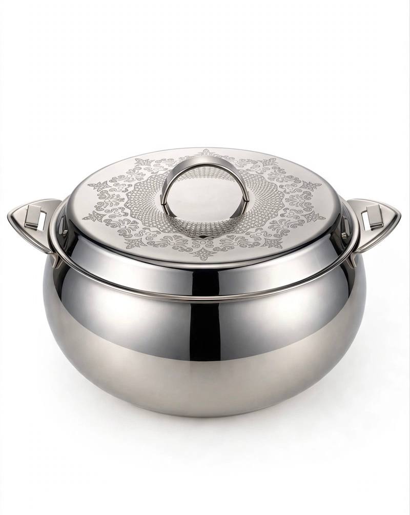 Royal Insulated Stainless Steel Thermal Food Warmer with Laser-Etched Lid & Dual Locking Clamps – 7500 ml