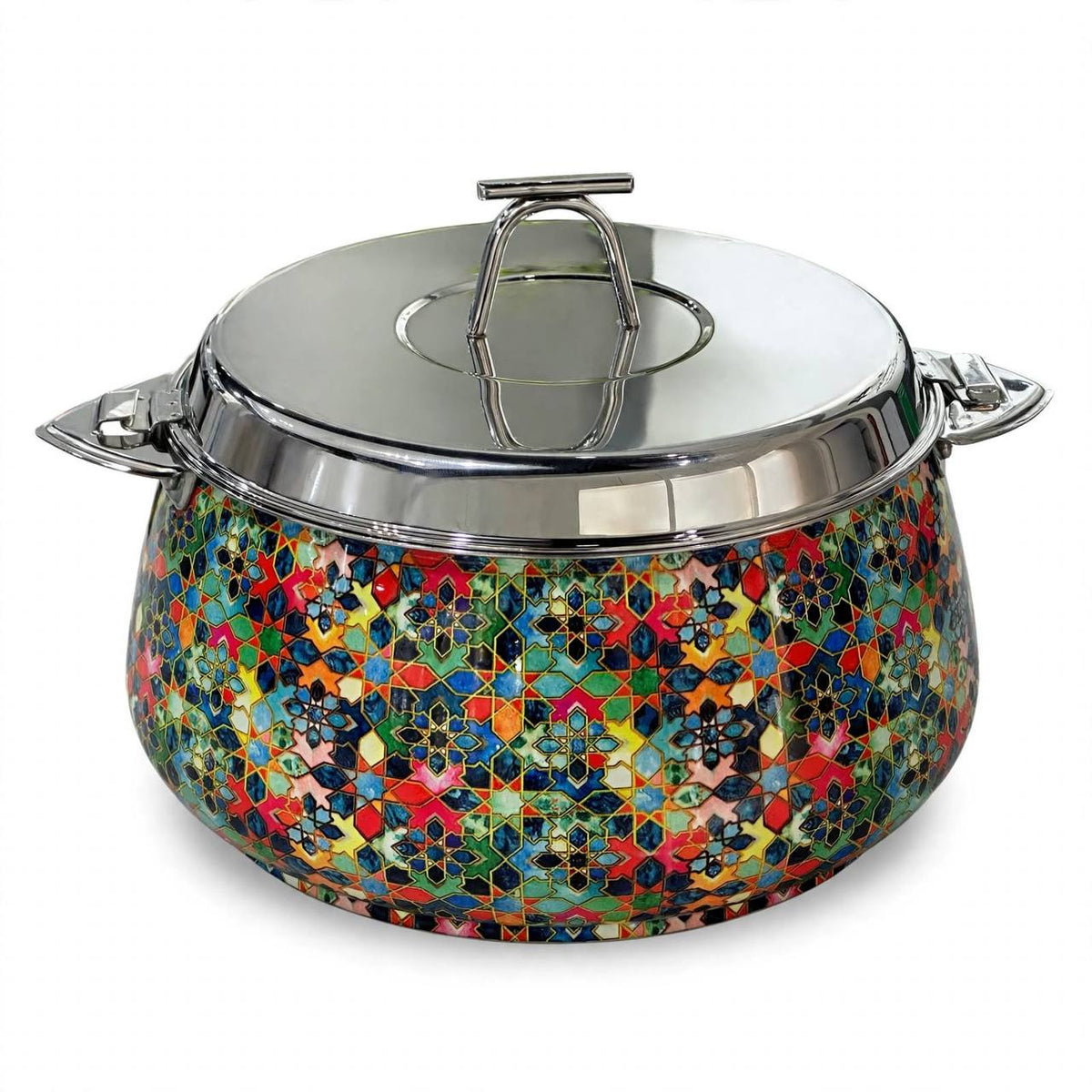 Hot Pot with Vibrant Moroccan Mosaic Print & Locking Clamps – 2000 ml