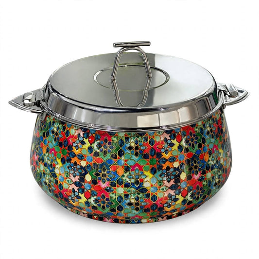 Pradeep Hot Pot with Vibrant Moroccan Mosaic Print & Locking Clamps – 7500 ml - Mawaeen