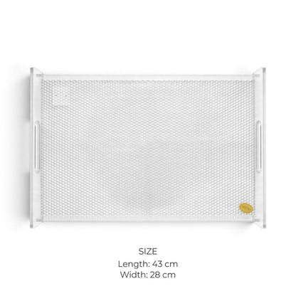 Acrylic Serving Tray with Integrated Handles & Riser Base – 43 × 28 cm - M