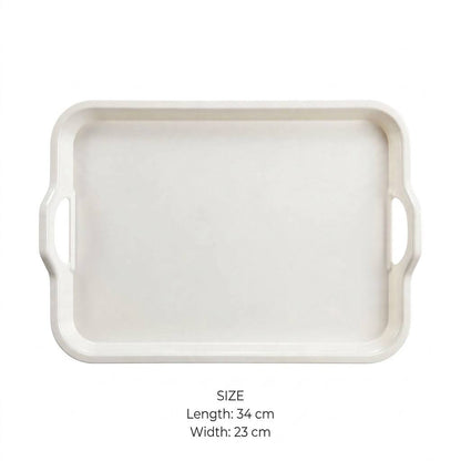 White Melamine Rectangular Serving Tray with Handles – 34x23 cm - M