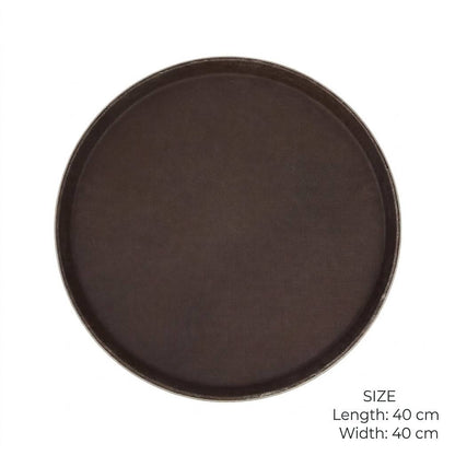 Round Non-Slip PP Serving Tray Brown – 40x40 cm