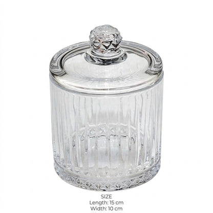 Round Ribbed Glass Candy Jar with Lid – 15x10cm