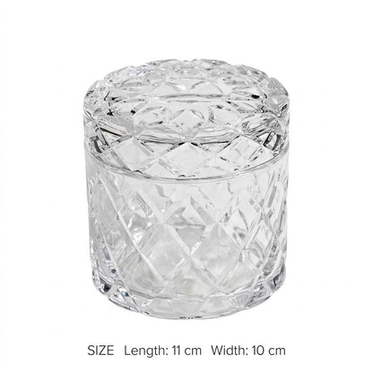 Flat Lid Diamond Cut Glass Candy Jar – 11x10cm