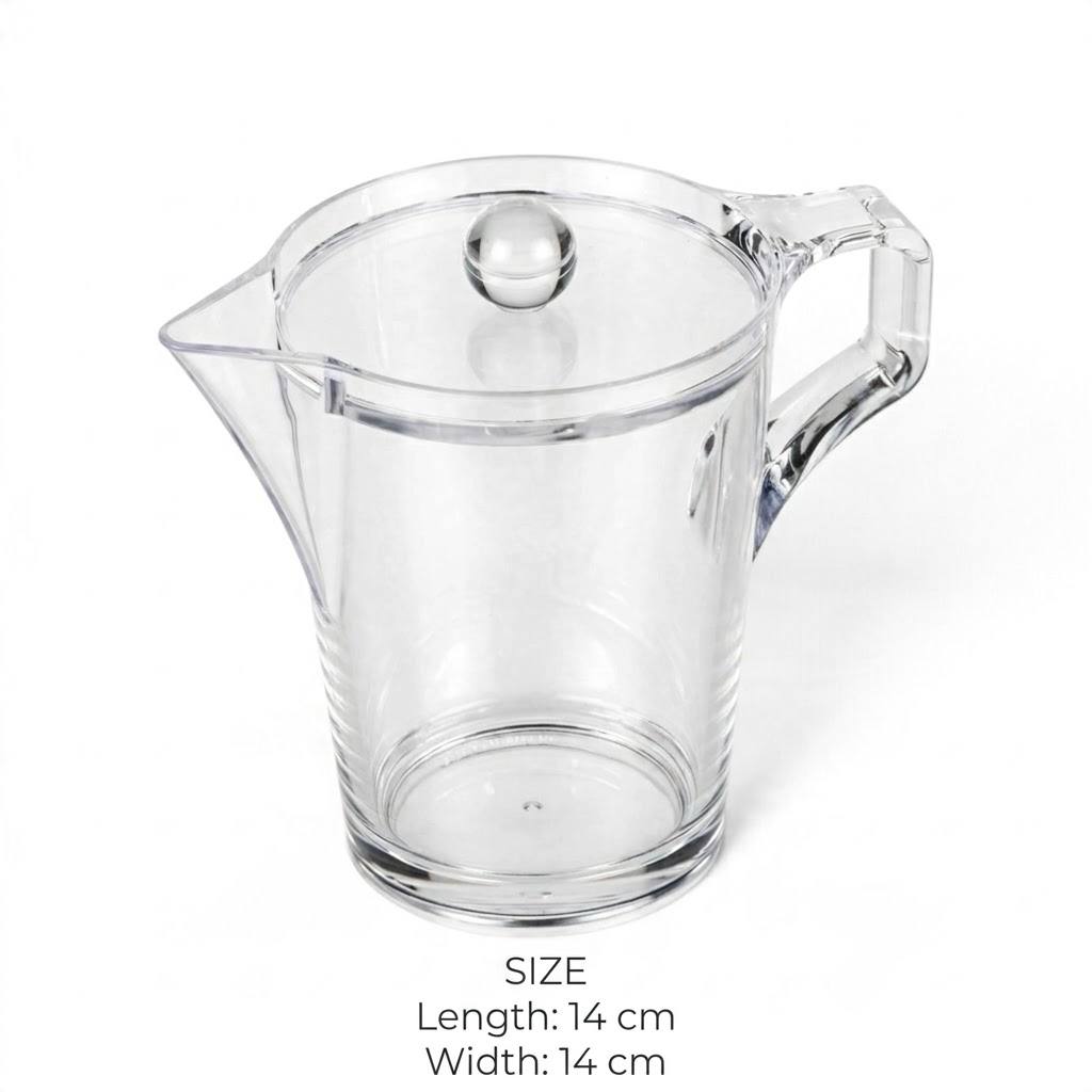 Shatterproof Clear Acrylic Mini Pitcher with Lid & Handle – 14x14cm