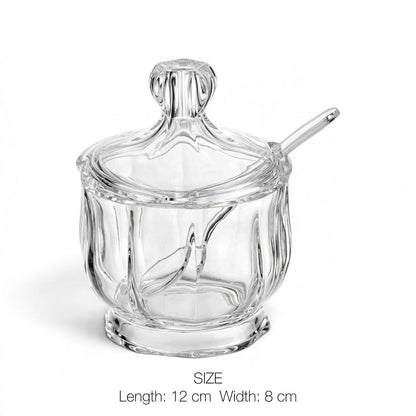 Shatterproof Clear Footed Acrylic Sugar Pot with Lid & Spoon – 12x8cm