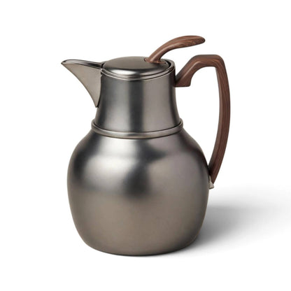 NGT Matt Chrome Thermal Dallah with Wood-Look Handle – 0.5 Liter