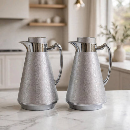 Al Saif Silver Thermal Dallah Set (2-Piece, 1 Liter Each)