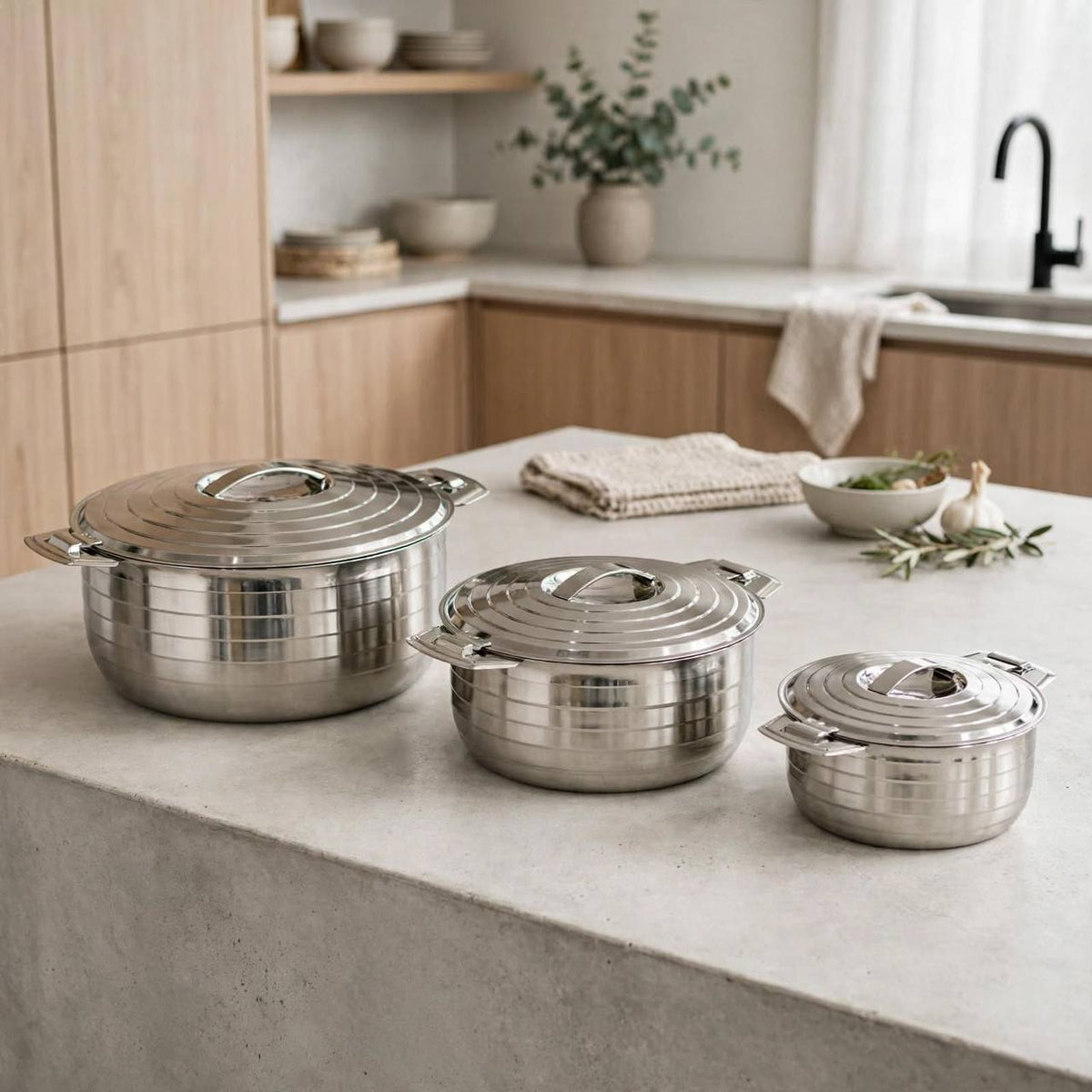 Classic Line 3-Piece Hotpot Serving Set (2500ML, 3500ML, 5000ML)