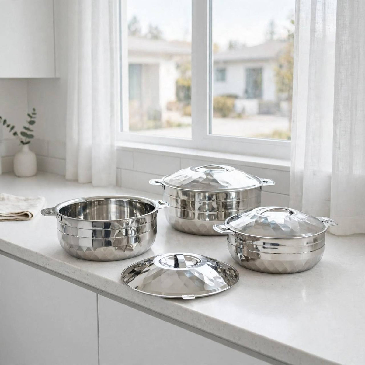 Classic Diamond 3-Piece Large Hotpot Serving Set (3500ML, 5000ML, 8500ML)