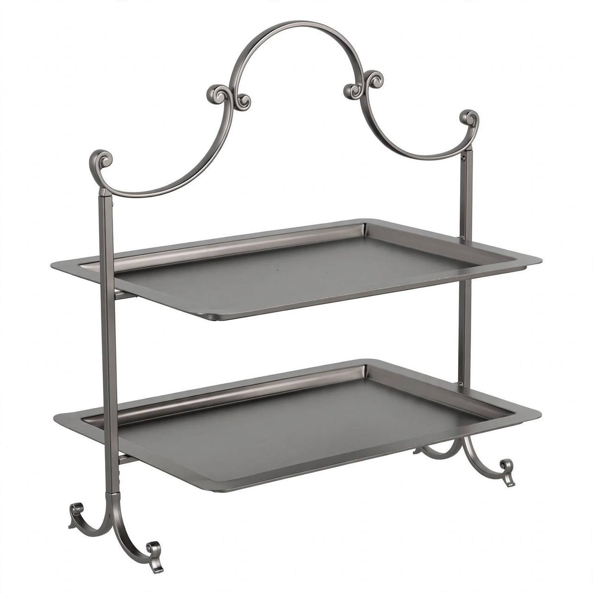 Nickel 2-Tier Rectangular Candy & Sweets Display Stand