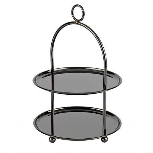 Large Chrome 2-Tier Round Candy & Sweets Display Stand