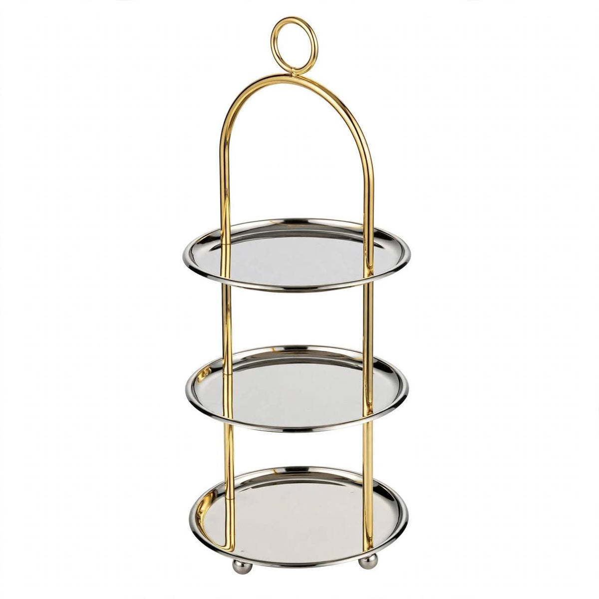 Small Two-Tone Gold & Silver 3-Tier Round Candy & Sweets Display Stand