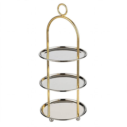 Small Two-Tone Gold & Silver 3-Tier Round Candy & Sweets Display Stand