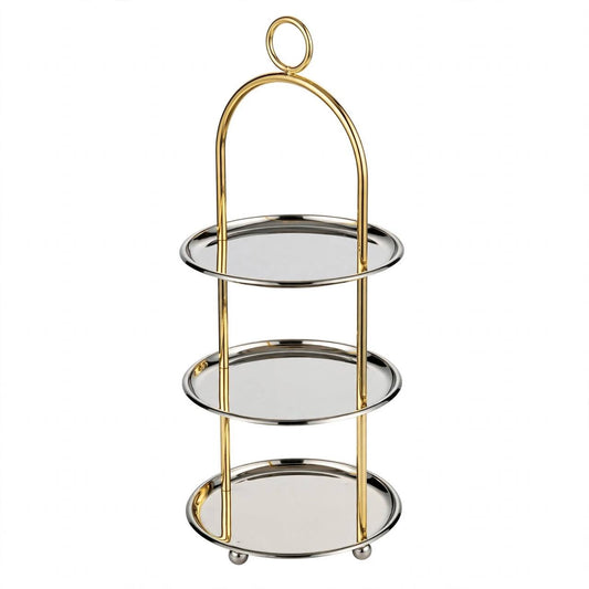 Small Two-Tone Gold & Silver 3-Tier Round Candy & Sweets Display Stand