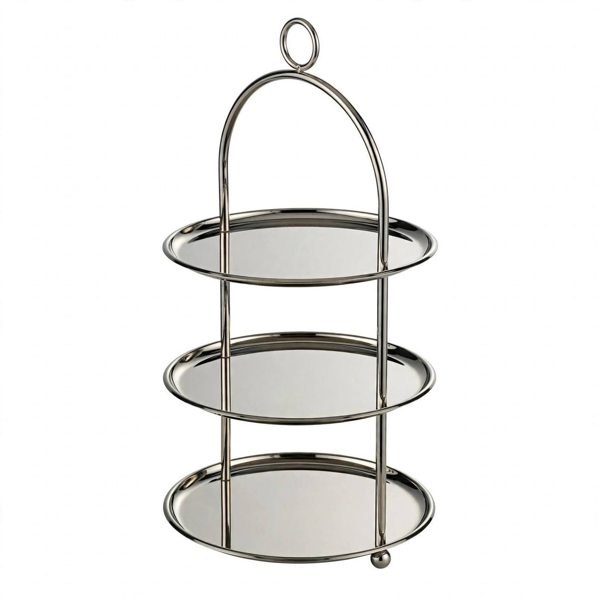 Large Polished Silver 3-Tier Round Candy & Sweets Display Stand