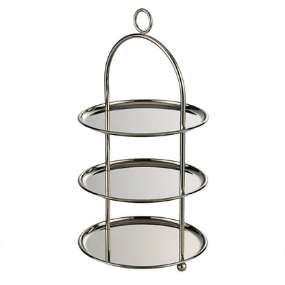 Large Polished Silver 3-Tier Round Candy & Sweets Display Stand