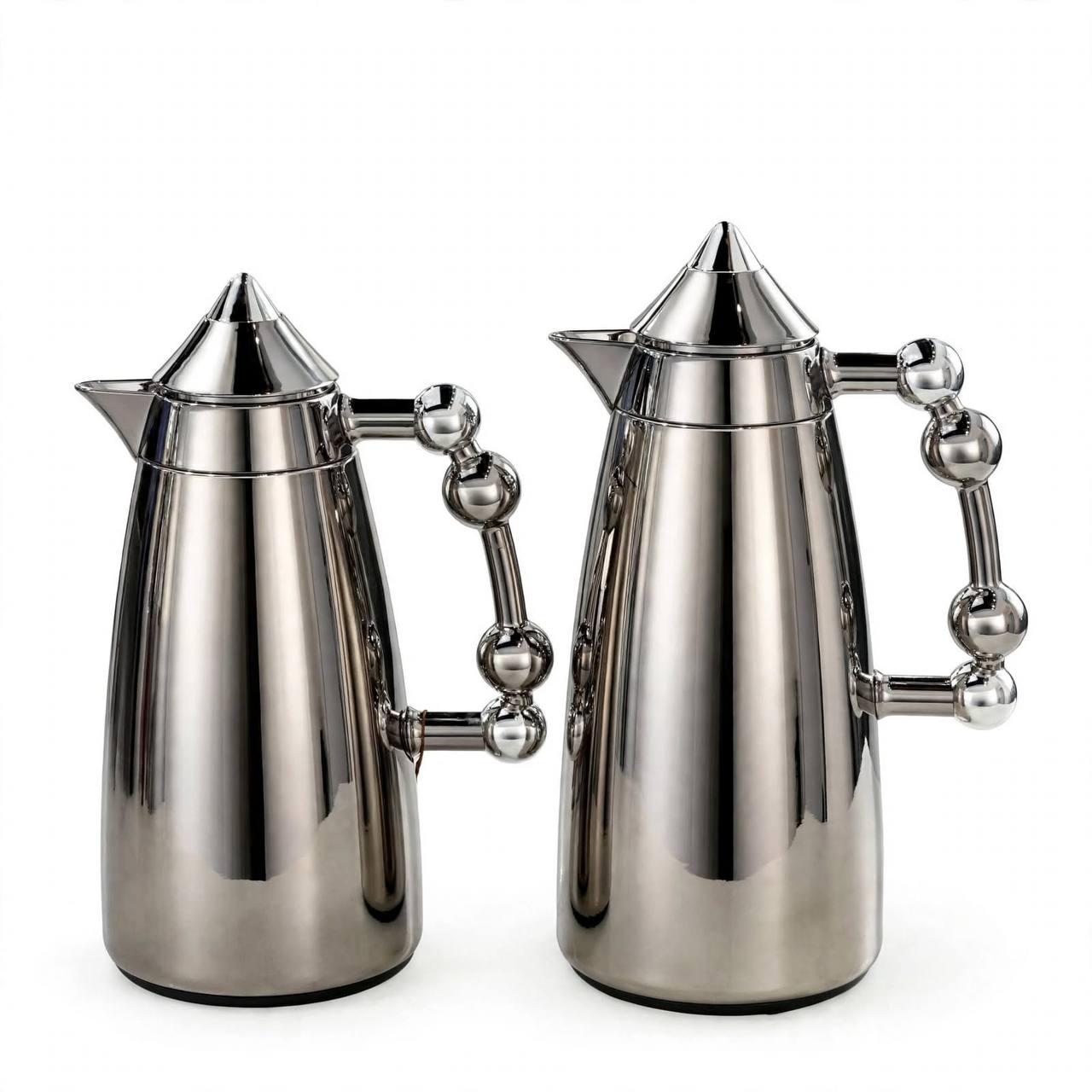 MAHRA Chrome & Silver 2-Piece Thermal Coffee & Tea Dallah Set (1L + 1L)