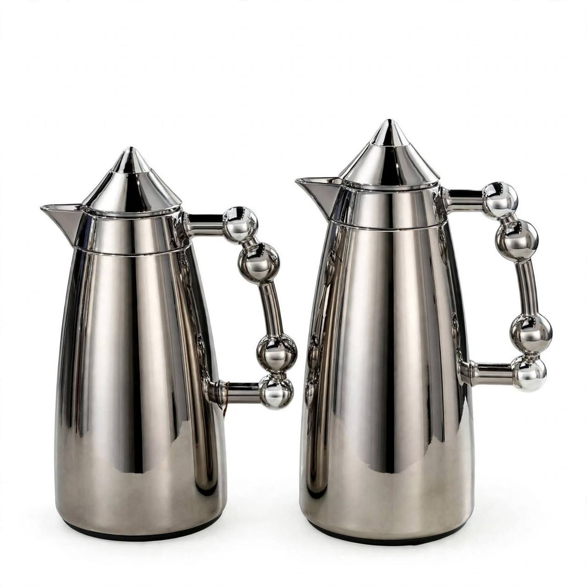 MAHRA Chrome & Silver 2-Piece Thermal Coffee & Tea Dallah Set (1L + 1L)