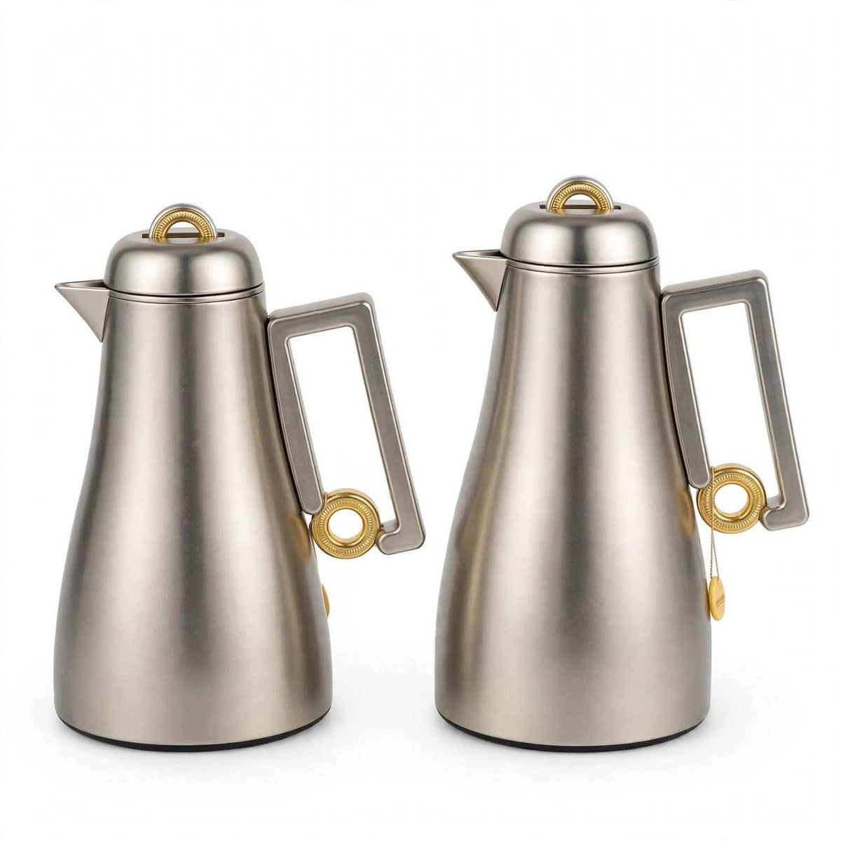 Al Marjan Matt Silver & Gold 2-Piece Thermal Coffee & Tea Dallah Set (1L + 0.70L)