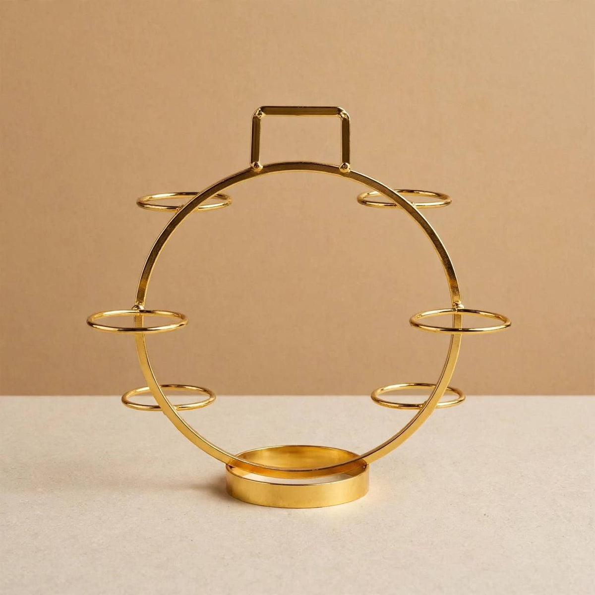 Round Arabic Coffee Cup Holder – Small (Polished Gold)