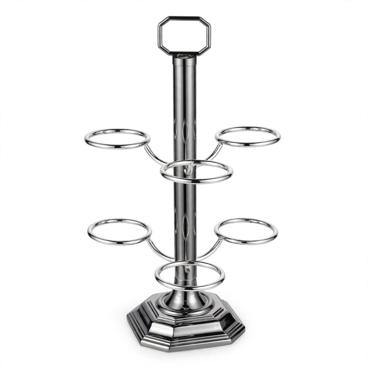 Vertical Arabic Coffee Cup Holder – Polished Chrome & Silver