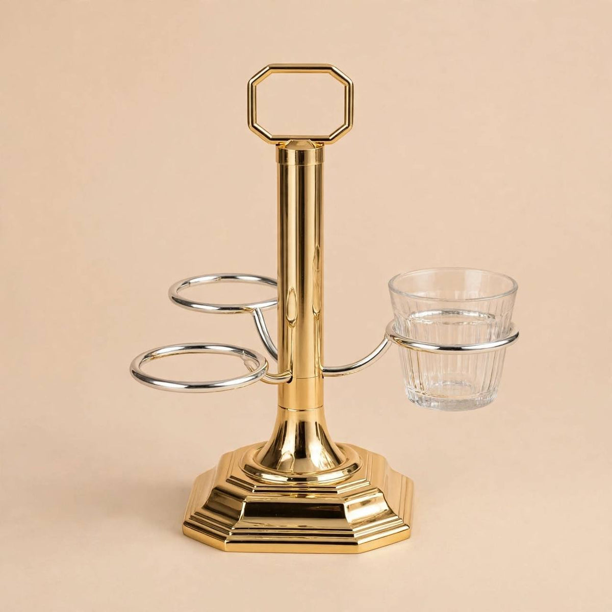 Two-Tone Vertical Arabic Coffee Cup Holder – Gold & Silver