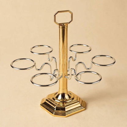 6-Cup Vertical Arabic Coffee Cup Holder – Gold & Silver Two-Tone