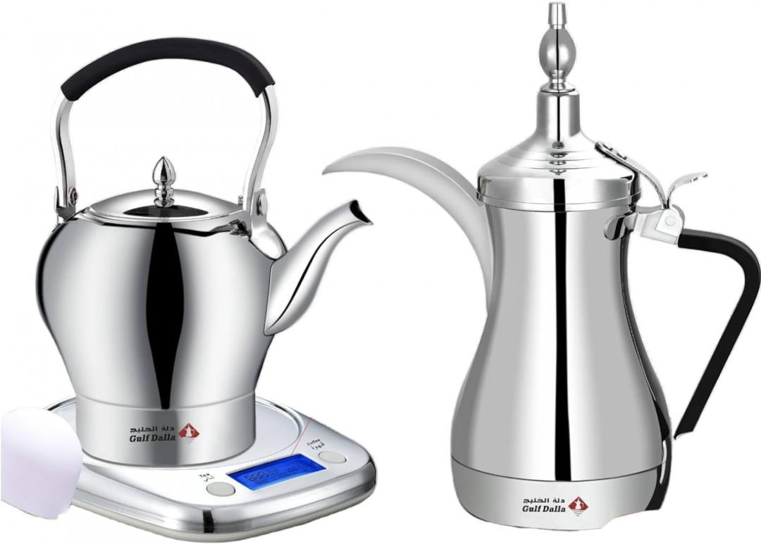 Gulf Dalla GA-C84849 Arabic Tea & Coffee Maker 2 Pcs Set 1000 ml 1000 Watt Silver