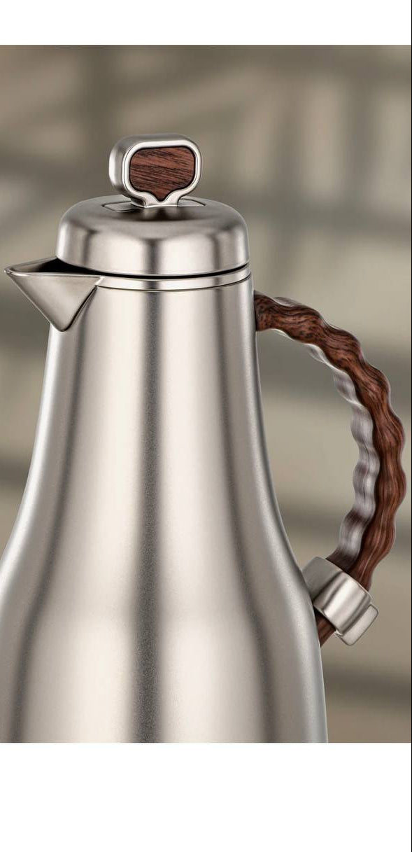Al Marjan Flask Set M/Silver Wood - 0.7L + 1L - Mawaeen