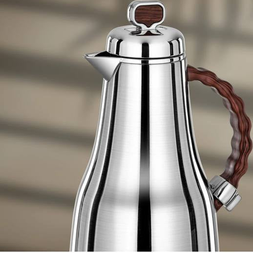 Al Marjan Flask Set Silver Wood - 0.7L + 1L - Mawaeen