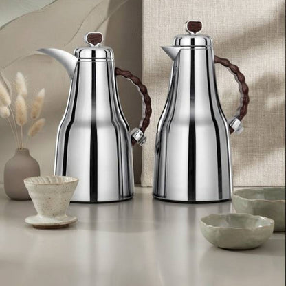 Al Marjan Flask Set Silver Wood - 0.7L + 1L