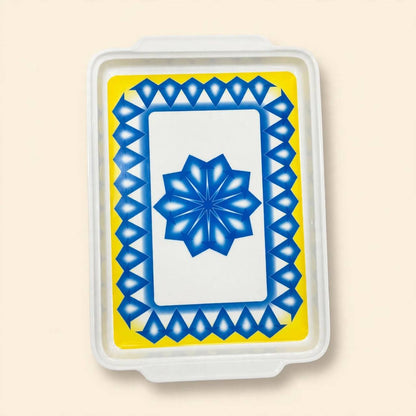 Royal Blue & Sun-Yellow Geometric Tea & Coffee Hospitality Set with Matching Serving Tray