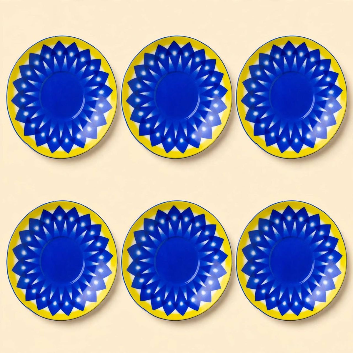Royal Blue & Sun-Yellow Geometric Tea & Coffee Hospitality Set with Matching Serving Tray
