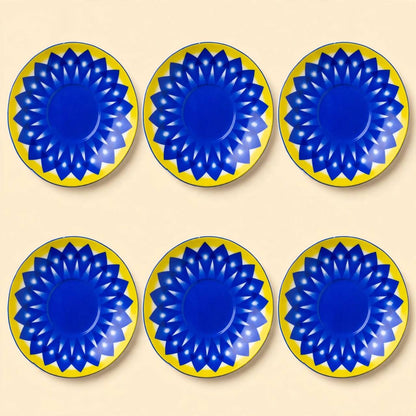 Royal Blue & Sun-Yellow Geometric Tea & Coffee Hospitality Set with Matching Serving Tray