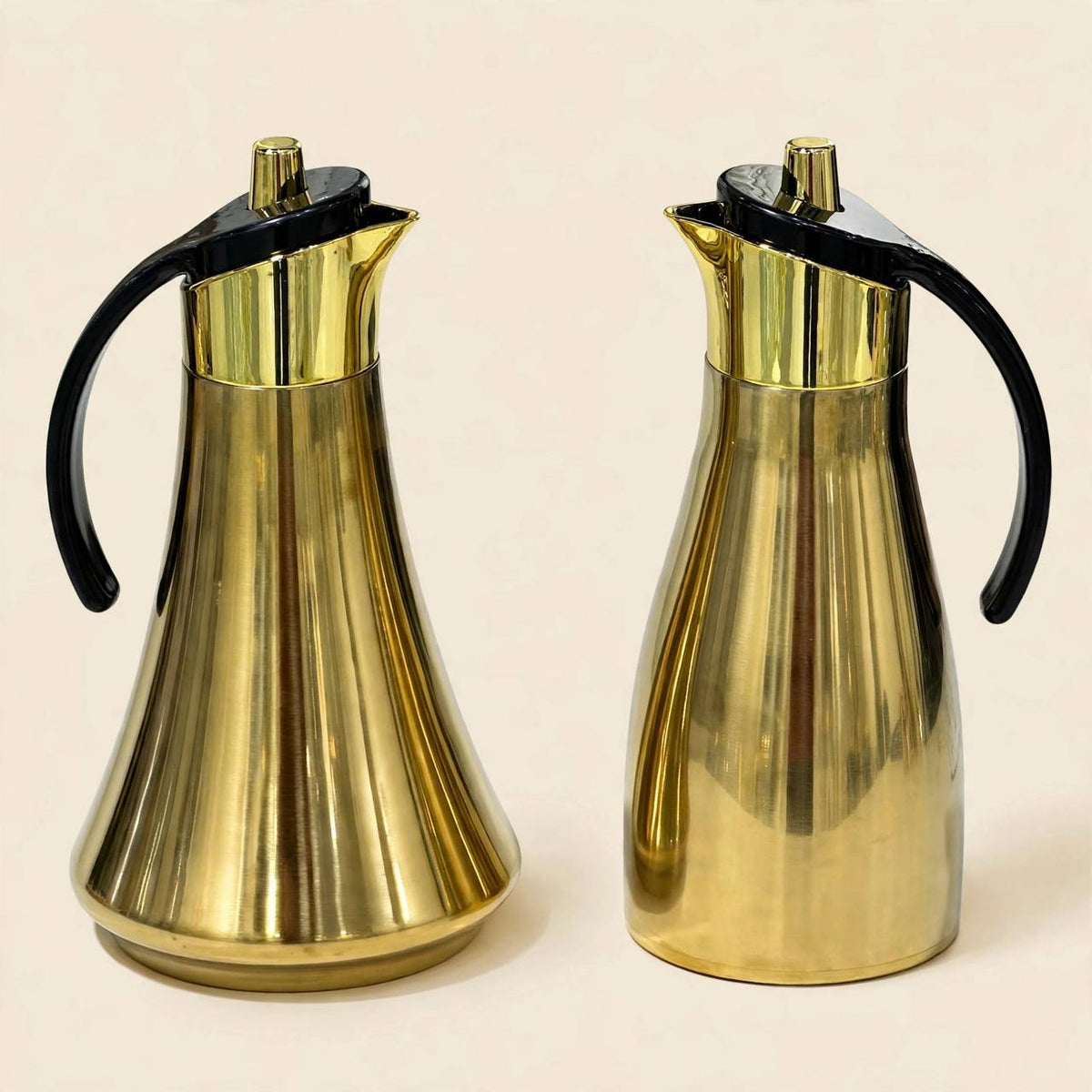 Polished Gold Thermal Tea & Coffee Hospitality Set with Botanical Cawa Cups, Serving Tray & Floral Accent