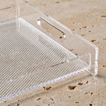 Acrylic Serving Tray with Integrated Handles & Riser Base – 43 × 28 cm - M