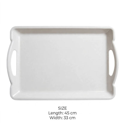 White Melamine Rectangular Serving Platter with Handles – 45x33 cm - M