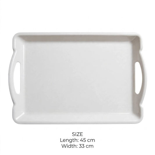 White Melamine Rectangular Serving Platter with Handles – 45x33 cm - M - Mawaeen