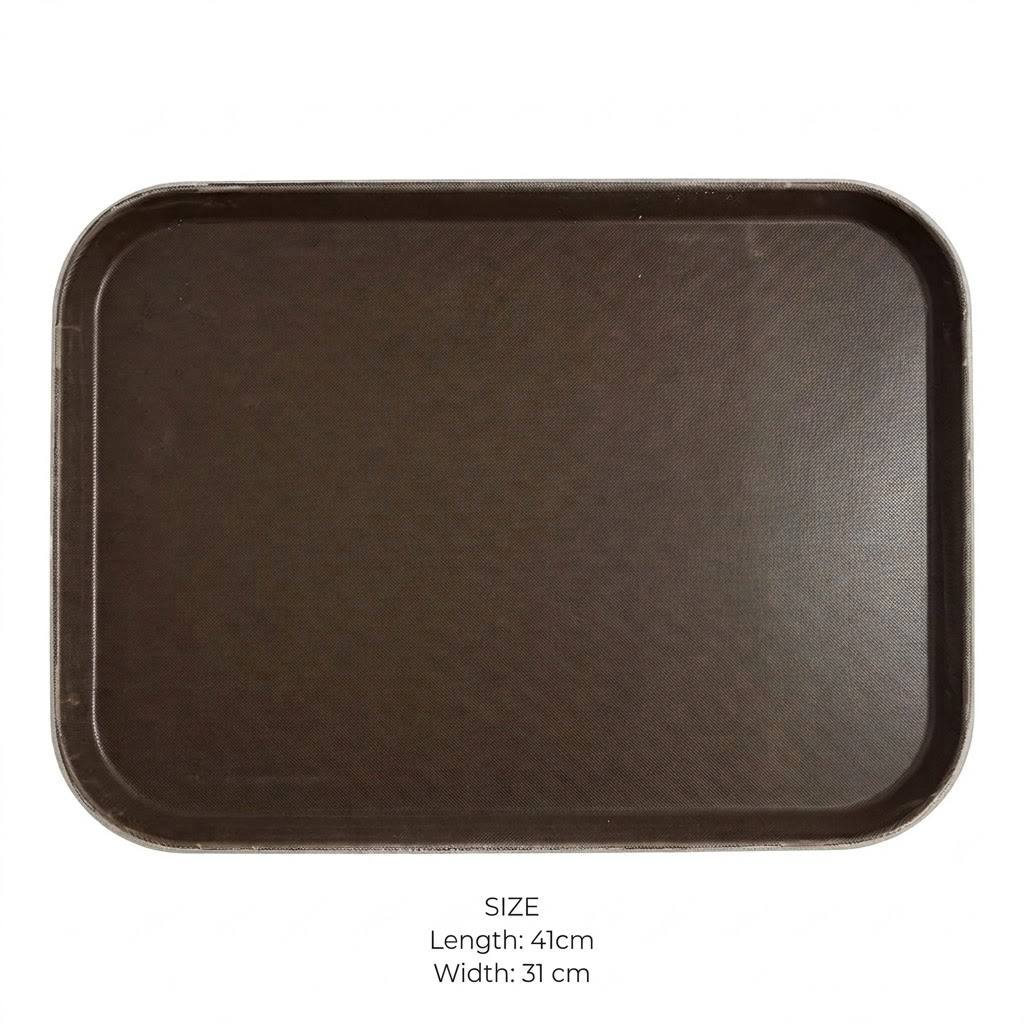 Rectangular Non-Slip PP Serving Tray Brown – 41x31 cm