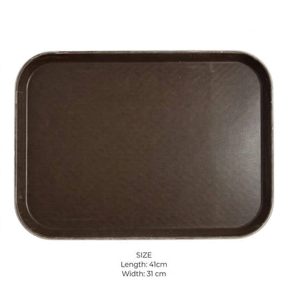 Rectangular Non-Slip PP Serving Tray Brown – 41x31 cm