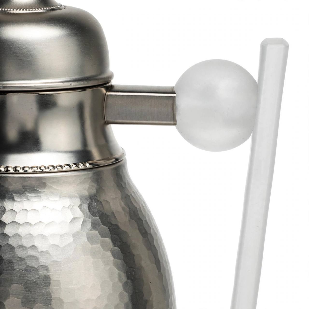 Hammered Matte Silver Vacuum Flask Set with Clear Handles – 1L & 0.75L