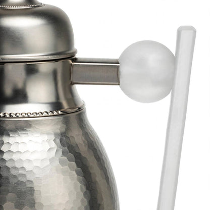 Hammered Matte Silver Vacuum Flask Set with Clear Handles – 1L & 0.75L